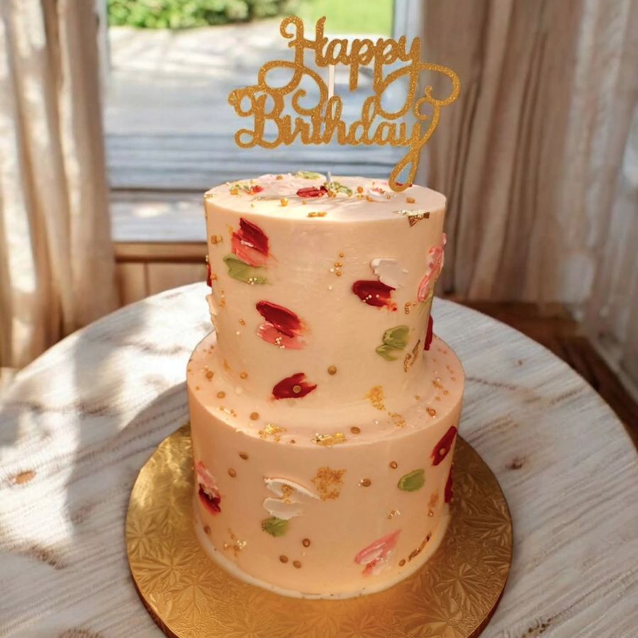 Painted buttercream, two tiers